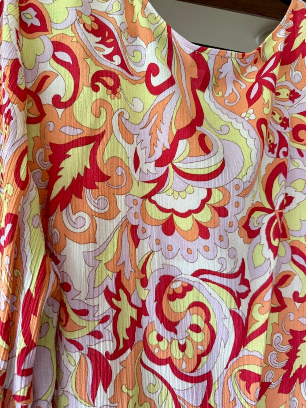 AGB Floral Paisley Tie-Front Tunic in Red, Orange & Yellow - Picture 6 of 11